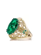 Вінтаж прикраси Каблучка Смарагд 14K Жовте золото vrc074y